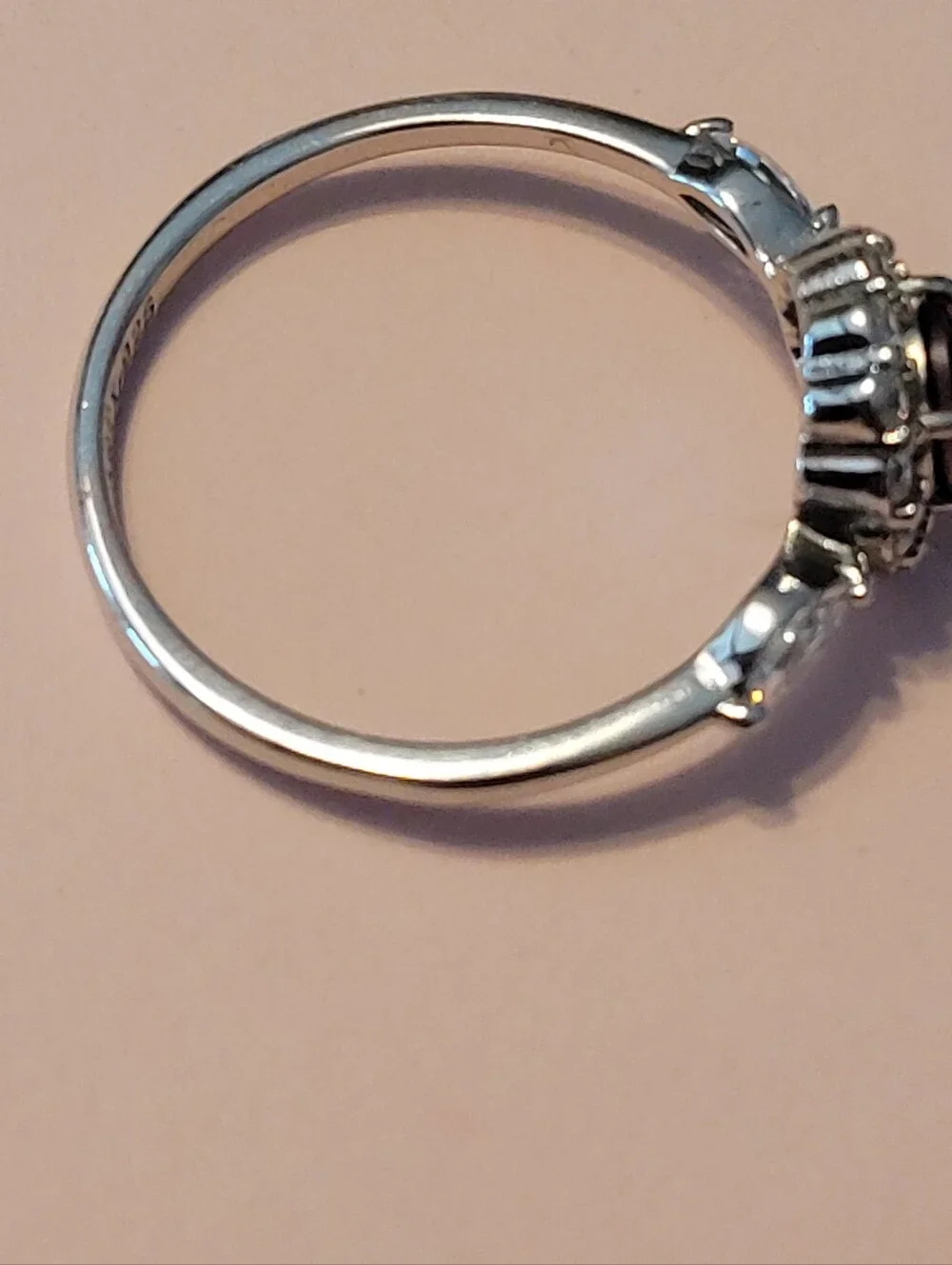 Silver 925  Ring with Purple Center Stone and Halo of Clear Stones